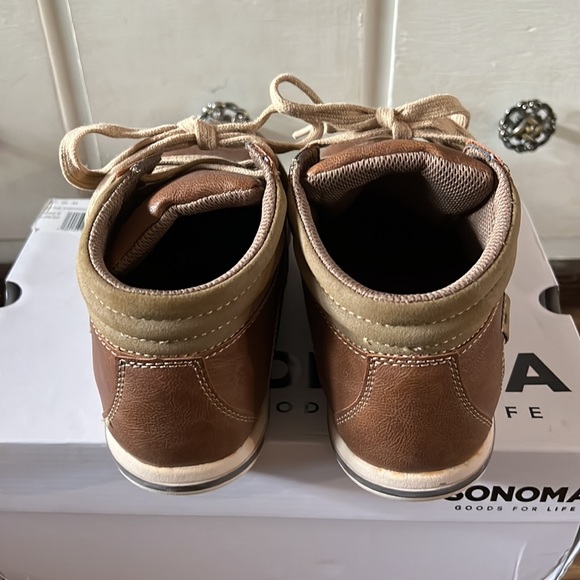 Sonoma-SN BEAR BROWN Lace-Up High-top dress shoes- brown tan trim/laces boys5 NW - Picture 5 of 9